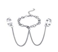 INF Elégant bracelet à anneaux avec deux anneaux - bijoux tendance et stylé pour femmes Argent