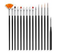 INF Ensemble de 15 pinceaux professionnels pour nail art Le noir