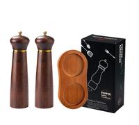INF Ensemble de 2 moulins à poivre en chêne rétro 20cm avec base