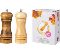 INF Ensemble de 2 moulins à poivre manuels bicolores 14,5cm réglables