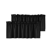 INF Ensemble de 2 rideaux occultants courts en polyester pour chambre salon - Intimité et Isolation Le noir