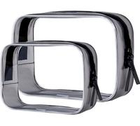 INF Ensemble de 2 trousses de rangement transparentes en PVC pour voyage Le noir