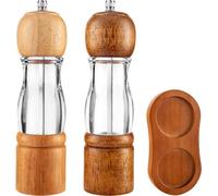 INF Ensemble de 3 moulins à poivre en bois transparent 20cm avec base