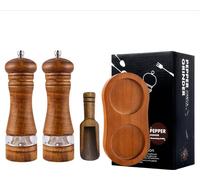 INF Ensemble de 3 moulins à poivre manuels rétro avec base, 2 pièces