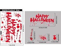 INF Ensemble de 4 autocollants de fenêtre d'empreintes de mains sanglantes pour Halloween