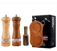 INF Ensemble de 4 moulins à poivre réglables en bois et céramique