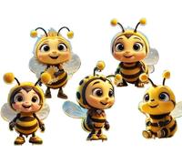 INF Ensemble de 5 Ornements d'Abeilles, Pendentifs Abeille Plate 2D Acrylique