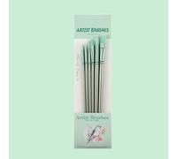 INF Ensemble de 6 pinceaux aquarelle verts - Pointes fines et plates