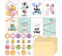 INF Ensemble de cartes d'anniversaire avec enveloppes et autocollants