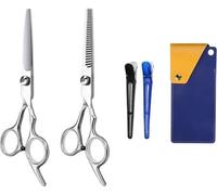 INF Ensemble de ciseaux de coiffure réglables + étui en cuir + 2 pinces
