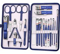 INF Ensemble de Coupe-Ongles Bleu Marine 19 Pièces en Acier Inoxydable
