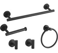 INF Ensemble de supports de salle de bain 5 pièces en acier inoxydable - Installation par perçage Le noir