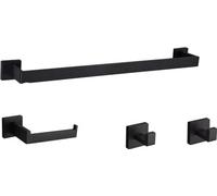 INF Ensemble de supports de salle de bain carrés à percer, 4 pièces, 60 cm, en acier inoxydable Le noir