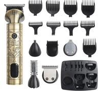 INF Ensemble de tondeuses à cheveux sans fil : Tondeuse à barbe, tondeuse, tondeuse pour poils de nez, 18 pièces or