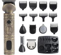 INF Ensemble de tondeuses à cheveux sur batterie : Tondeuse à barbe, tondeuse, tondeuse pour poils de nez, 20 pièces Bronze