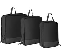 INF Ensemble de valises 3 pièces (gris) Cubes d'emballage de compression T400 Le noir