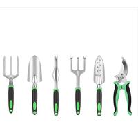 INF Ensemble d'outils de jardin 6 pièces : pelles et cisailles en aluminium vert