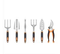 INF Ensemble d'outils de jardinage 6 pièces : alliage d'aluminium, idéal pour le jardinage Orange
