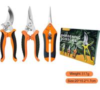 INF Ensemble d'outils de jardinage professionnels : Sécateurs de haute qualité Orange