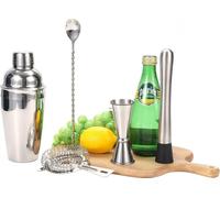INF Ensemble shaker à cocktail en verre, acier 201, 5 pièces pour bar maison