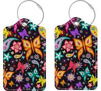 INF Étiquette de bagage et porte-carte d'identité en cuirPolyuréthaneMulticolore Papillon