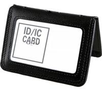 INF Étui à cartes d'identité en cuir véritable avec sangle de cou noir