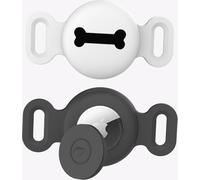 INF Étui de protection en silicone pour traceur d'animaux Apple AirTag Noir + Blanc S