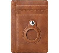 INF Étui portefeuille mince AirTag avec blocage RFID Marron