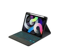 INF Étui pour iPad Air 2 avec clavier rétroéclairé et pavé tactile Noir blanc iPad Air 2 9,7 pouces