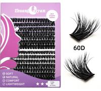 INF Faux Cils DIY 60D Fluffy Volume Russe - Noir, Fibre Synthétique