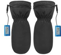INF Gants chauffants avec fermeture éclair, batterie rechargeable Le noir Autonomie de la batterie de 8 heures