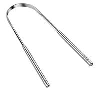 INF Gratte-langue en acier inoxydable, gratte-langue en forme de U contre la mauvaise haleine, argent, 1 x gratte-langue