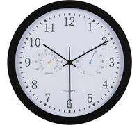 INF Horloge murale silencieuse avec thermomètre et hygromètre, diamètre 30 cm Le noir
