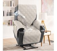 INF Housse de Fauteuil Relax Électrique Matelassée - Anti-Taches, Antidérapante, Couverture Complète Blanc