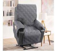 INF Housse de Fauteuil Relax Électrique Matelassée - Anti-Taches, Antidérapante, Couverture Complète Gris