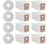 INF Kit d'accessoires de rechange compatibles avec Xiaomi X20+, Dreame X40 Ultra, L20 Ultra et L10s Ultra - 8 sacs à poussière + 4 tampons humides - Tissu non tissé