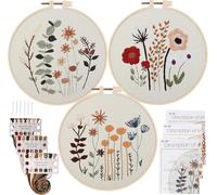 INF Kit de Broderie DIY Fleurs - 3 Pièces - Fil de Coton, Débutants