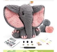 INF Kit de Crochet DIY Éléphant en Fil de Coton - Décoration Artisanale