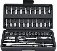 INF Kit de douilles à cliquet à manche droit 24 dents, 46 pièces