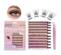 INF Kit de faux cils segmentés auto-adhésifs 120 pièces clusters pré-collés noir à couverture large pointes effilées et bande ultr