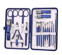 INF Kit de Manucure 19 Pièces Bleu Marine : Ensemble de Coupe-Ongles Professionnel en Acier Inoxydable