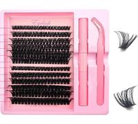 INF Kit d'Extension de Cils Individuels DIY - 12 Rangées 80D+100D, Colle Double Embout & Pince