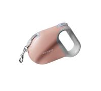 INF Laisse enroulable avec corde en nylon de 5 m, guide de ligne en forme de W, bande réfléchissante et verrouillage à un bouton, poignée ergonomique en silicone