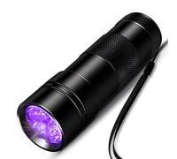 INF Lampe de poche UV lumière noire, lampe de poche 12 LED, lumière ultraviolette 395 nm pour la géocachette, détecteur d'urine pour animaux de compagnie, détecteur d'urine pour animaux de compagnie