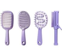 INF Lavande set de quatre peignes pour coiffer et démêler les cheveux Purple