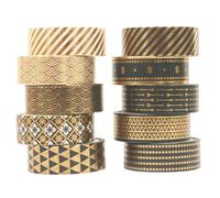 INF Lot de 10 rouleaux de ruban adhésif washi noir avec feuille d'or ruban adhésif décoratif Or