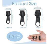 INF Lot de 12 curseurs de fermeture éclair universels - Tailles n° 5 et n° 8