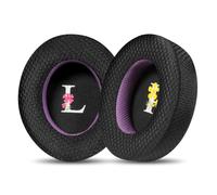 INF Lot de 2 coussinets respirants compatibles avec Sennheiser Momentum 3 - Tissu en soie glacée Noir/violet 9 cm x 9 cm x 2 cm