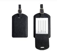 INF Lot de 2 étiquettes à bagages en cuir PU avec rabat de protection visuelle et insert pour carte Noir