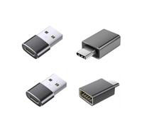 INF Lot de 4 adaptateurs USB vers type C 3.2 : 2 adaptateurs USB vers type C et 2 adaptateurs de type C vers USB - Noir, ABS, PD Charge rapide, 5 A, Plug and Play